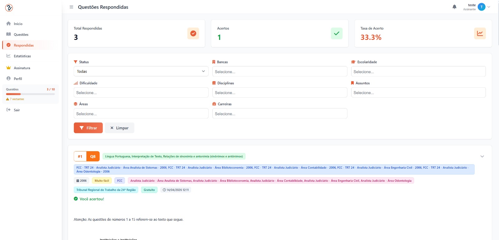 Gabaritando Questões